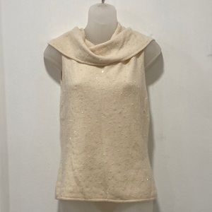 SHELLI SEGAL Sleeveless Cowl Neck Cashmere Cream Sweater in Size Medium